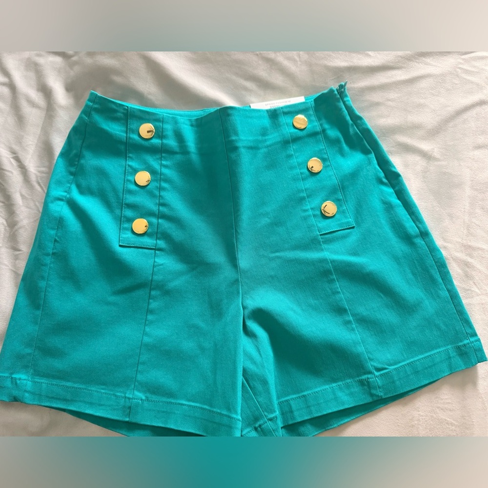 NWT 🌴 💚INC Teal Shorts with Gold Accents SIZE 4